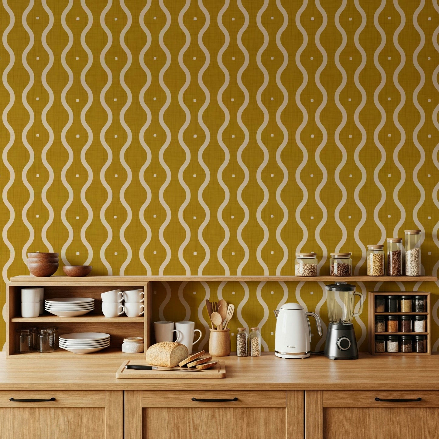 Groovy Golden Waves Wallpaper⁠