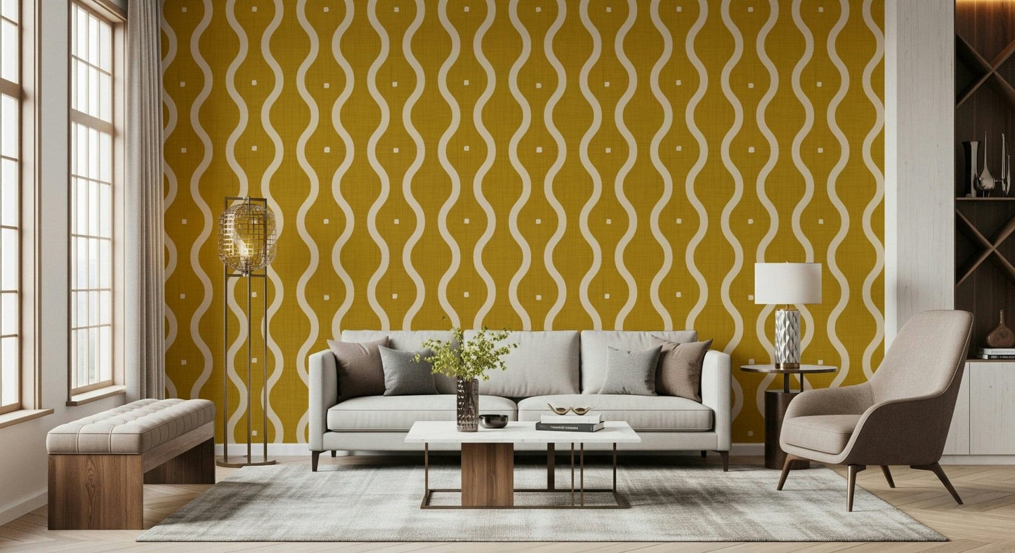 Groovy Golden Waves Wallpaper⁠