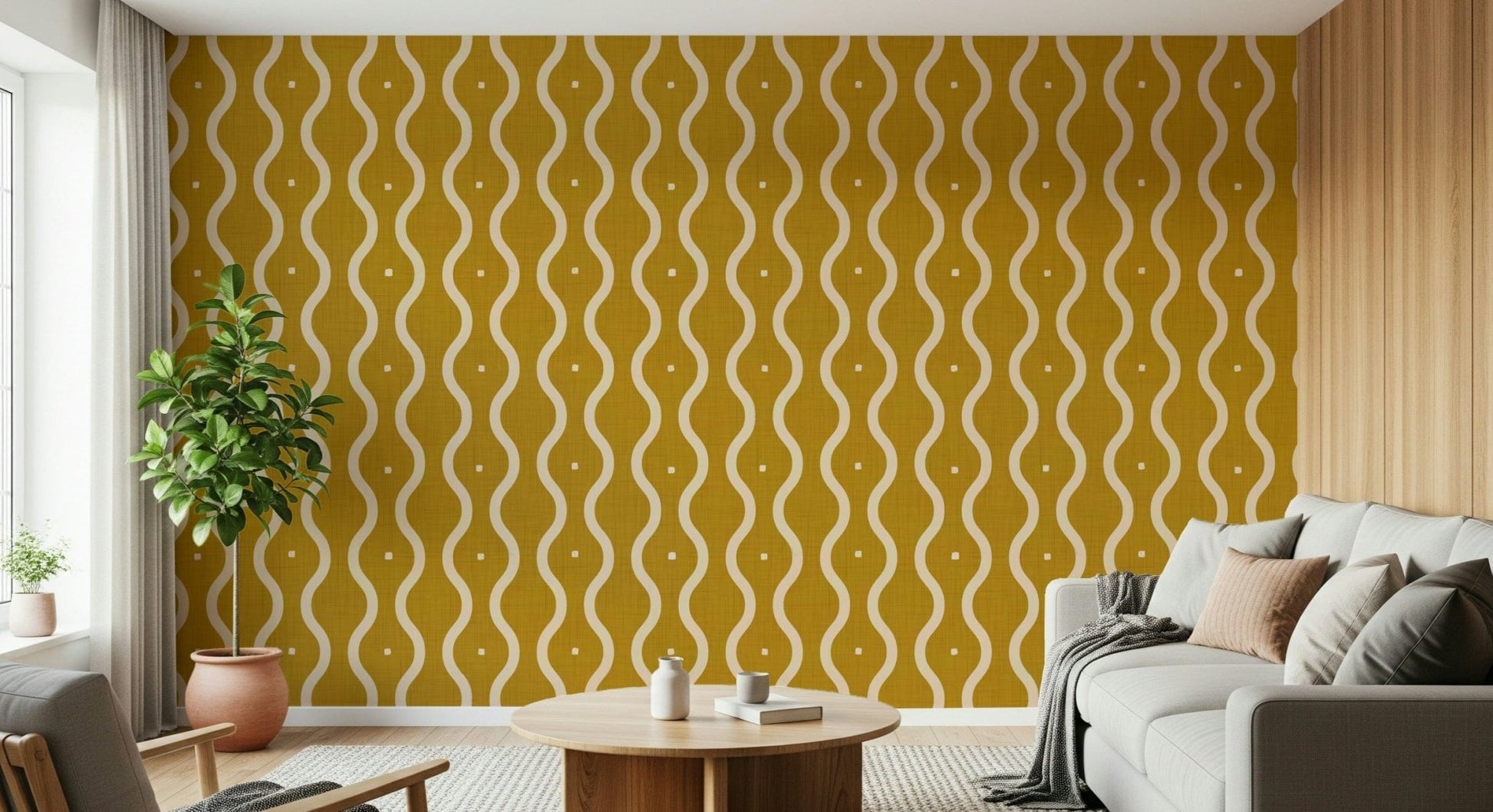 Groovy Golden Waves Wallpaper⁠