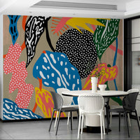 Artistic jungle wallpaper in funky layout

