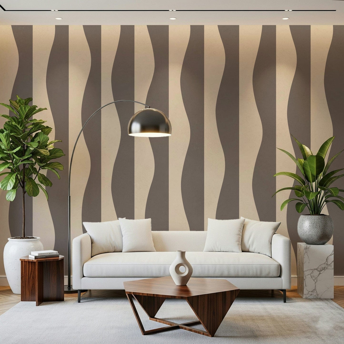 Fluid Groovy Stripes wallpaper for walls rhythmic motion lines.