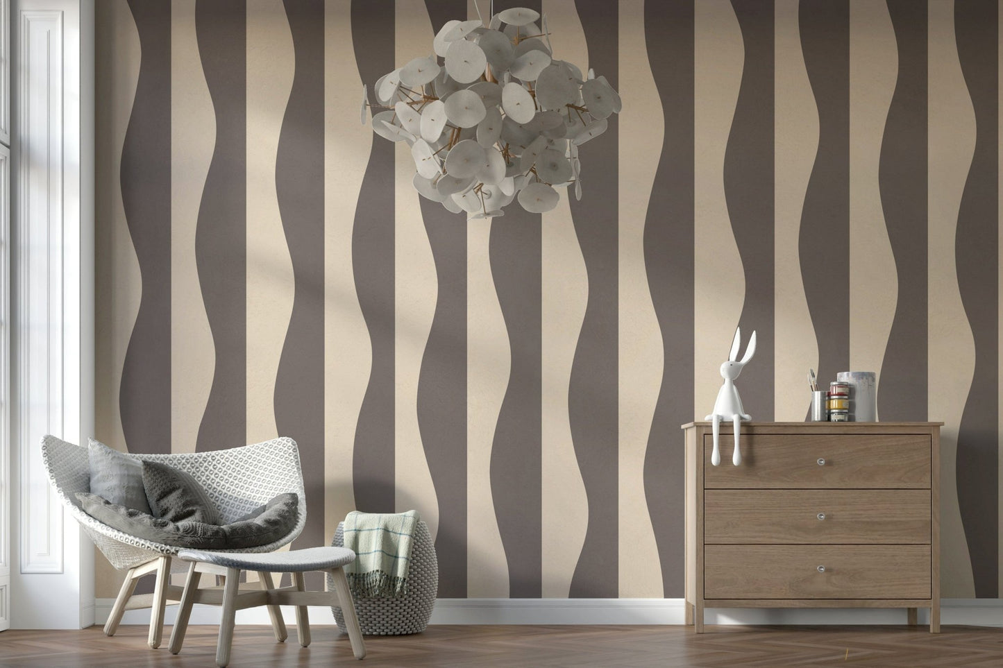 Groovy Stripes pattern wallpaper for walls undulating vertical bands.