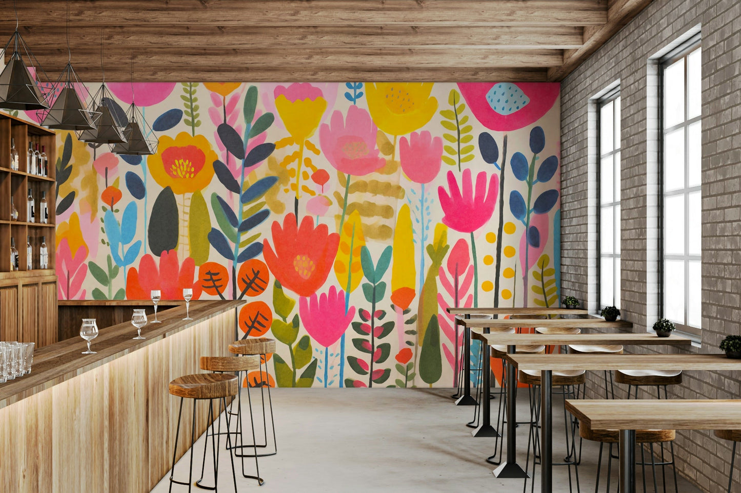 Detailed view of the bold shapes and flowing lines

