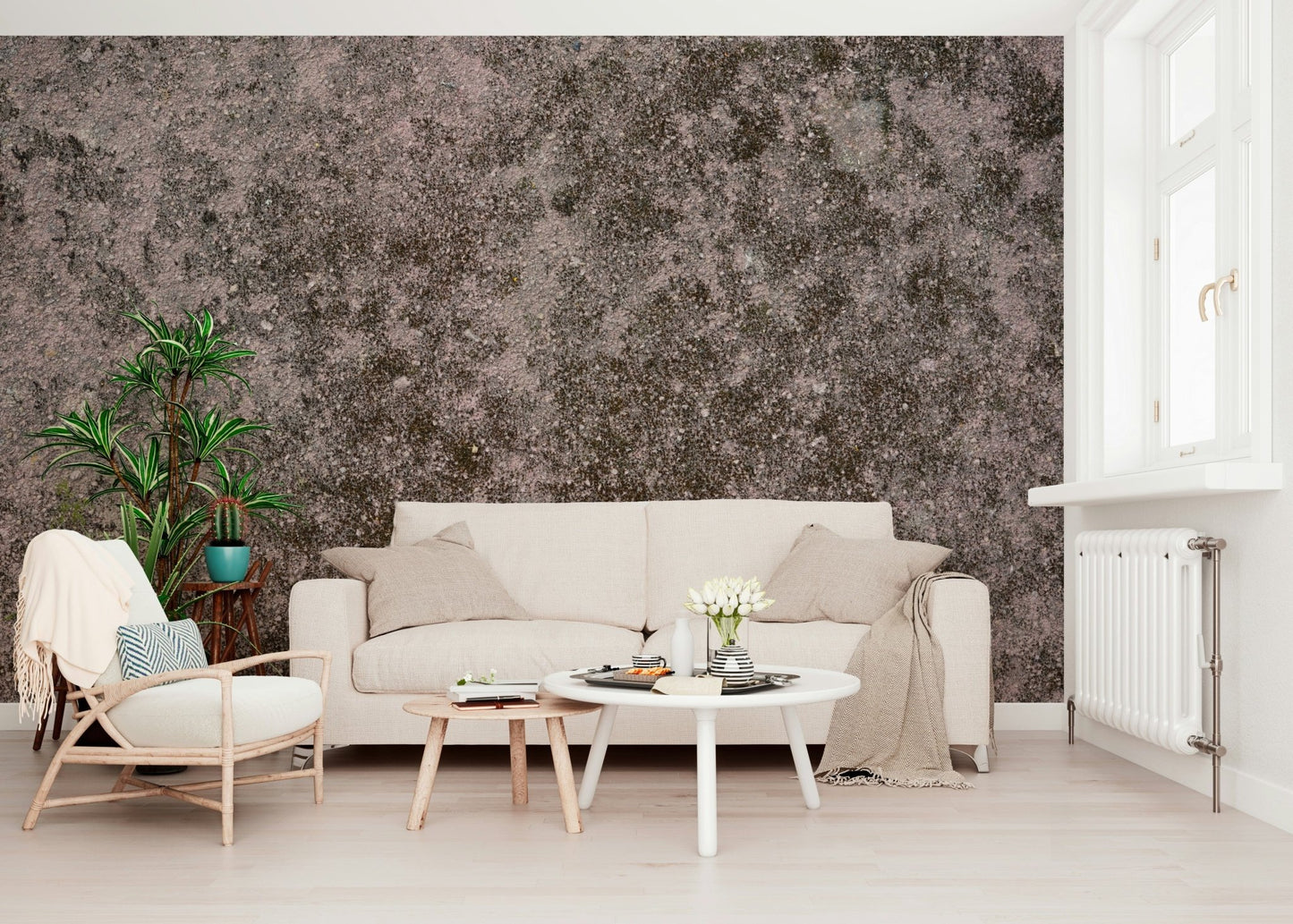 Full industrial loft wall featuring the cool Grunge Finish wallpaper.