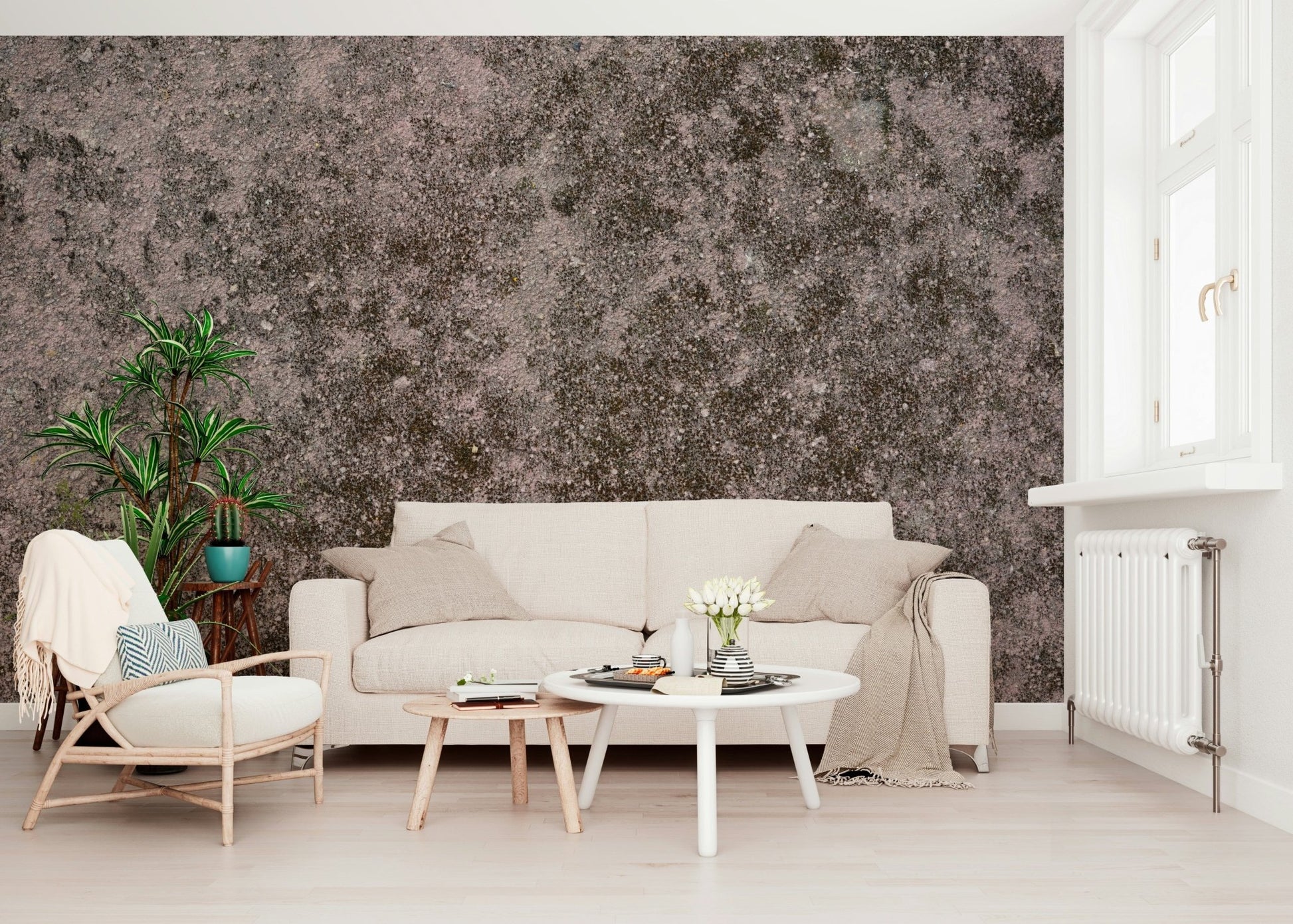 Full industrial loft wall featuring the cool Grunge Finish wallpaper.