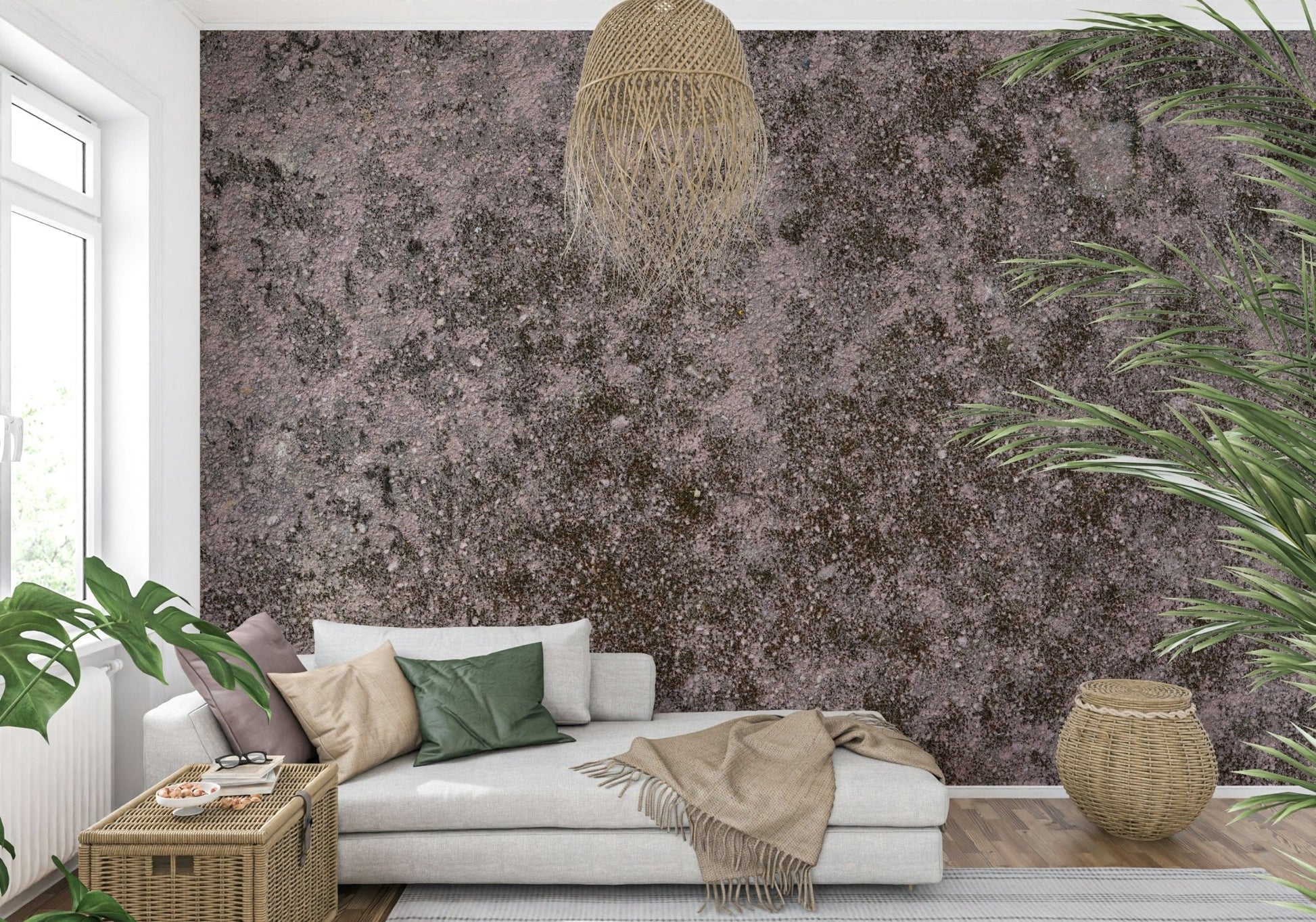 Detail of subtle cracks on the unique grunge finish wall mural.