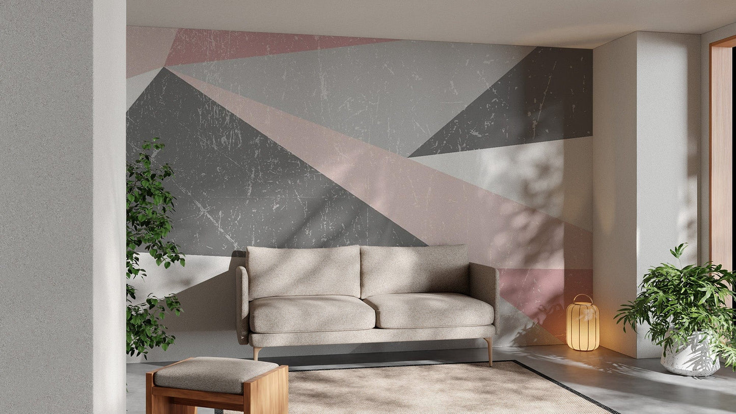 Subtle Grunge Triangle Wall Mural Design abstract-04