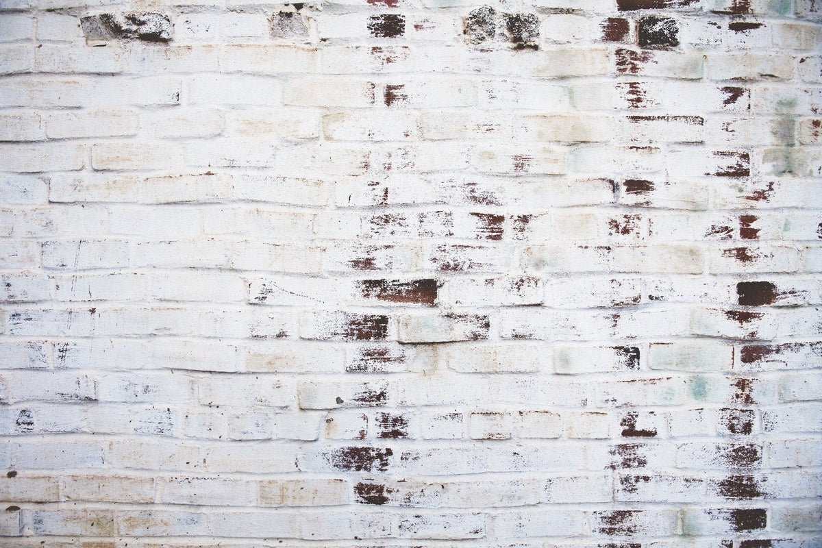 Industrial Grungy White Wash Brick Wall Murals in your room — zoomed