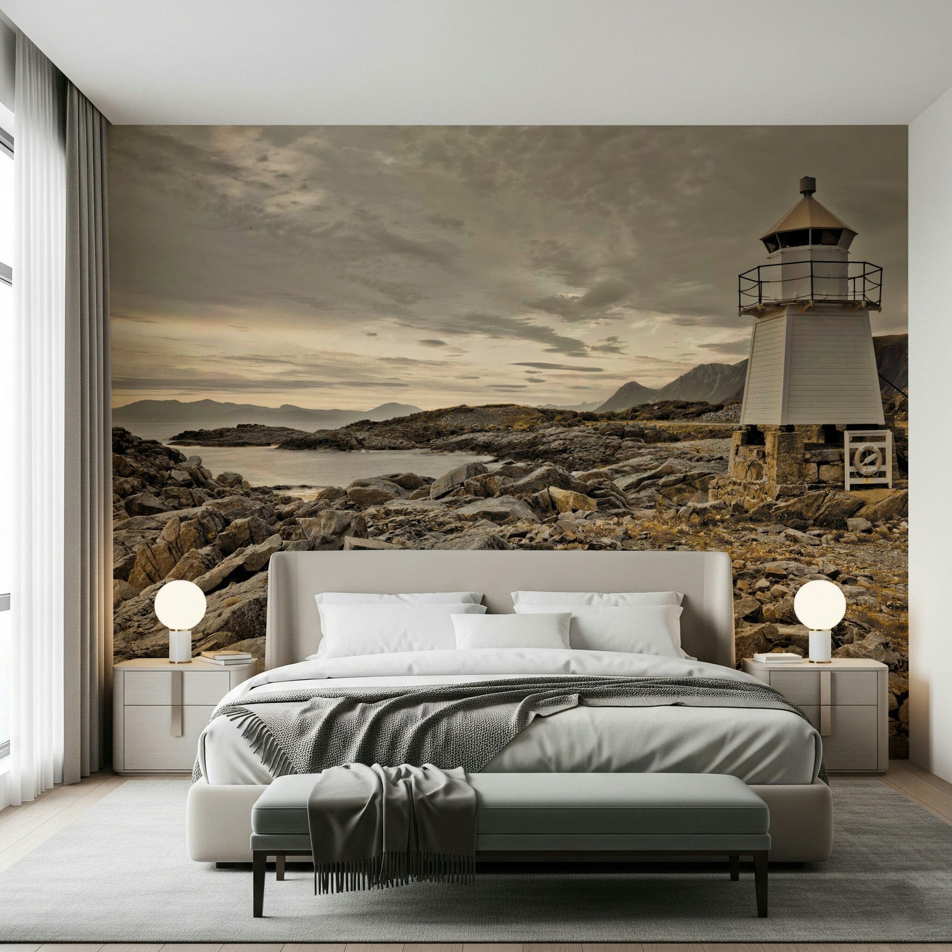 White beacon tower on Guardian of the Coast wallpaper for walls.