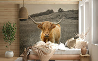 Guardians of the Highlands Wall Mural in a boutique hotel lobby design.