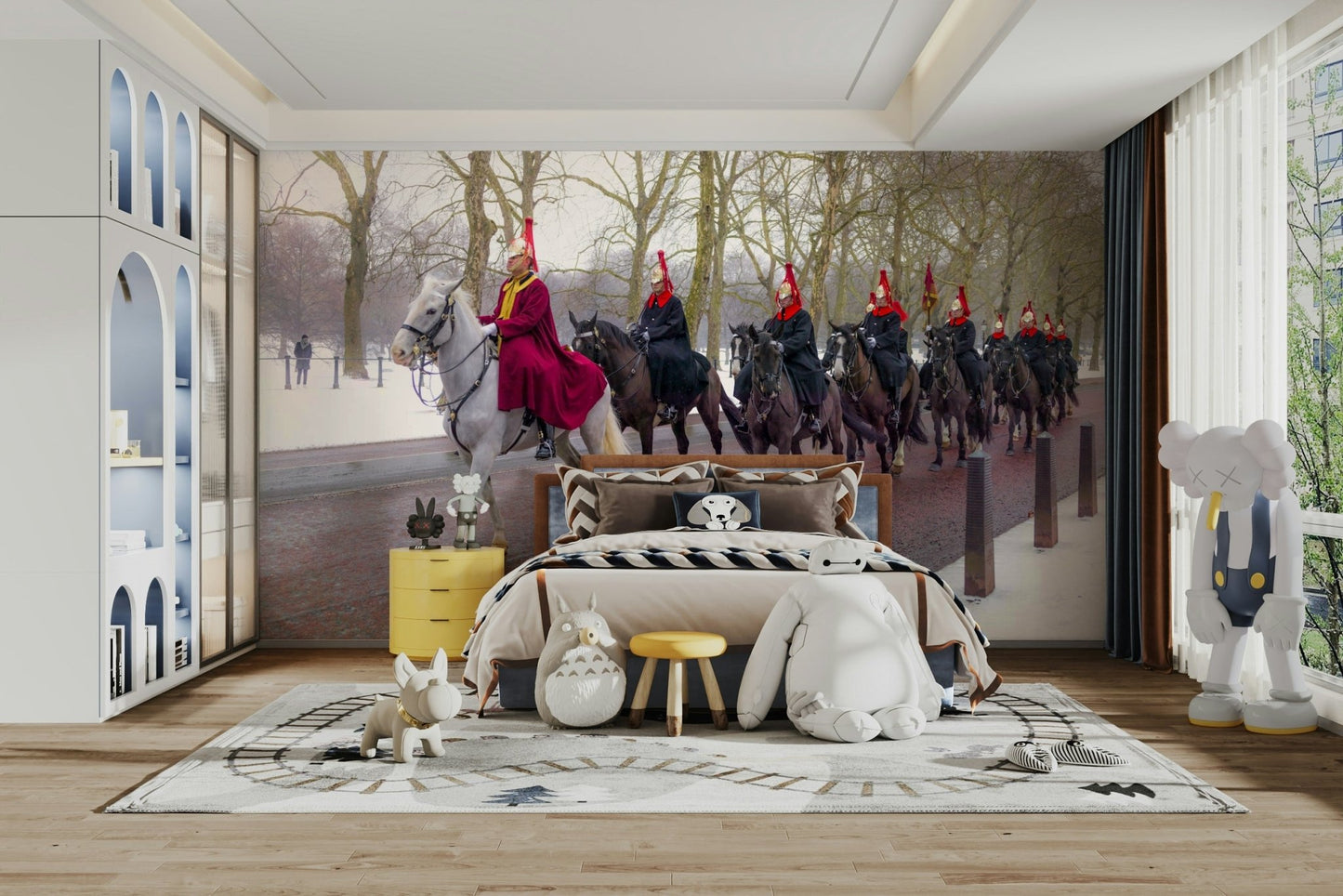 A close-up of the textured details on the guard's uniform.

