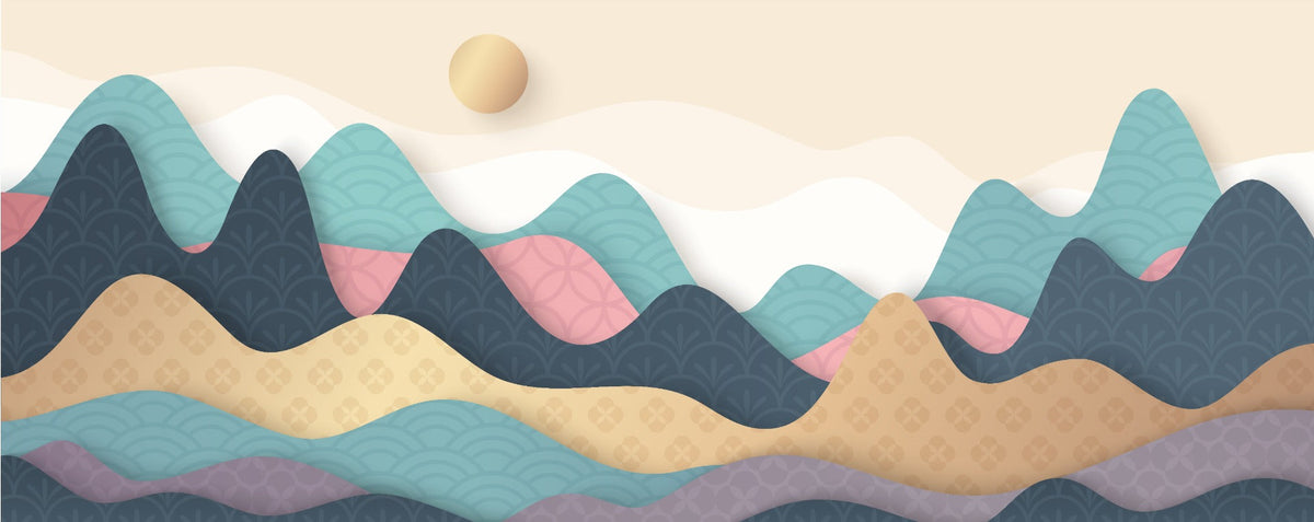 Colorful Wavy Mountains Wallpaper Mural