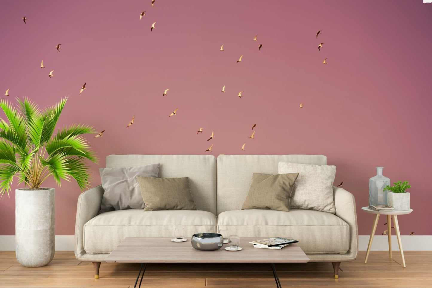 A detail shot of the soft, gradient tones in the wallpaper.