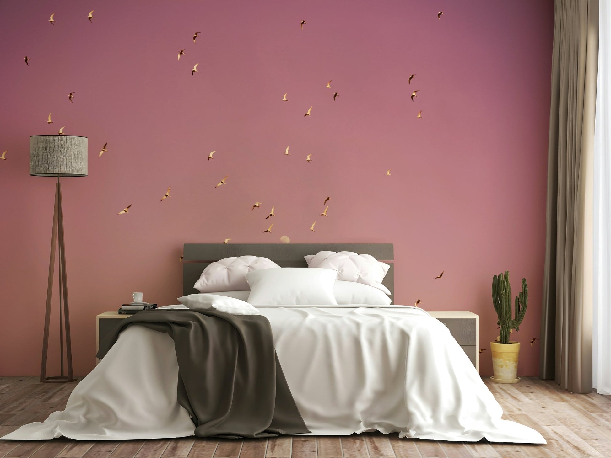 The wallpaper for walls being installed.