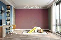 The wallpaper is used to create a feature wall in a dining room.