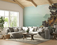 Italian coastline wall mural.

