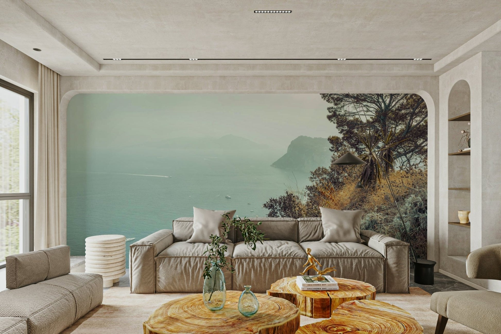 Detailed coastal vista wall mural.

