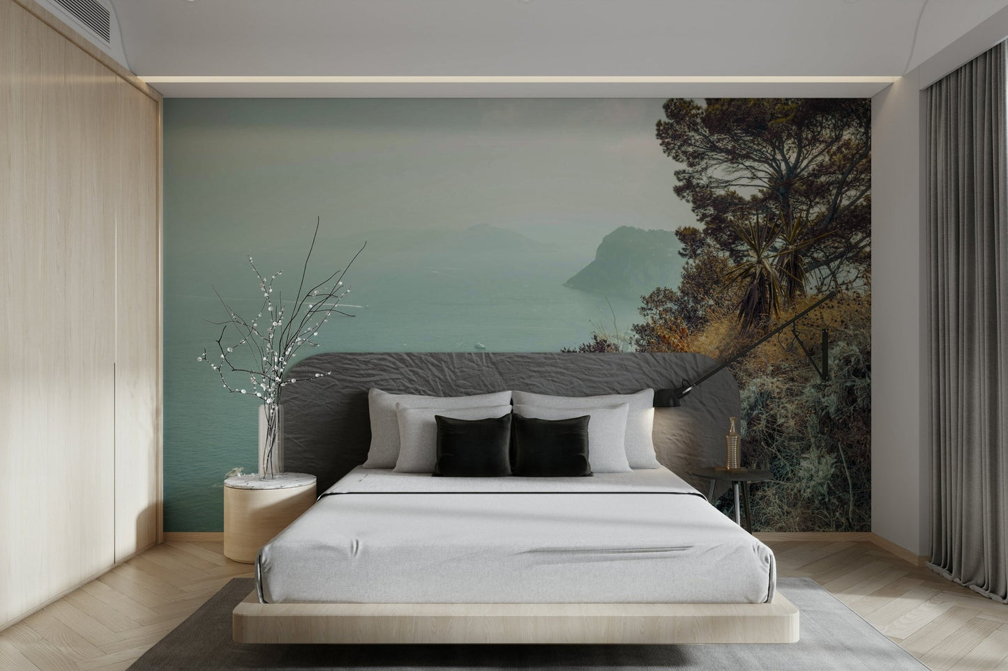 Distant view of Mount Vesuvius.

