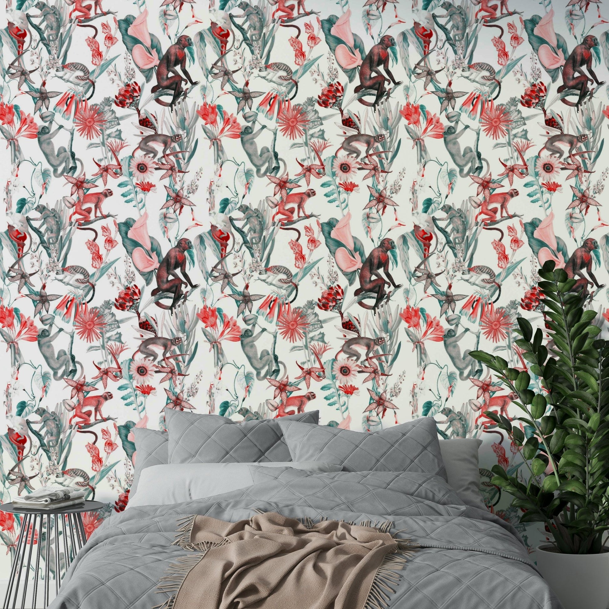 Palm-inspired Hakuna Wallpaper in green tones

