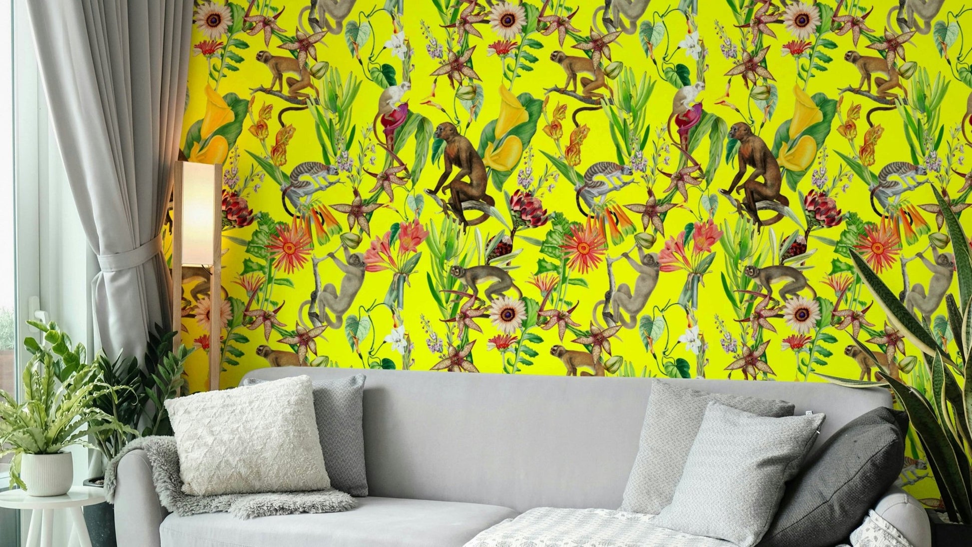 Hand-drawn shapes in neutral wallpaper design

