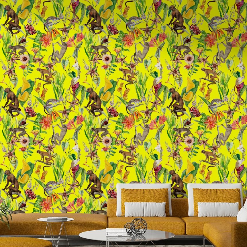 Geometric pattern wallpaper with boho touch

