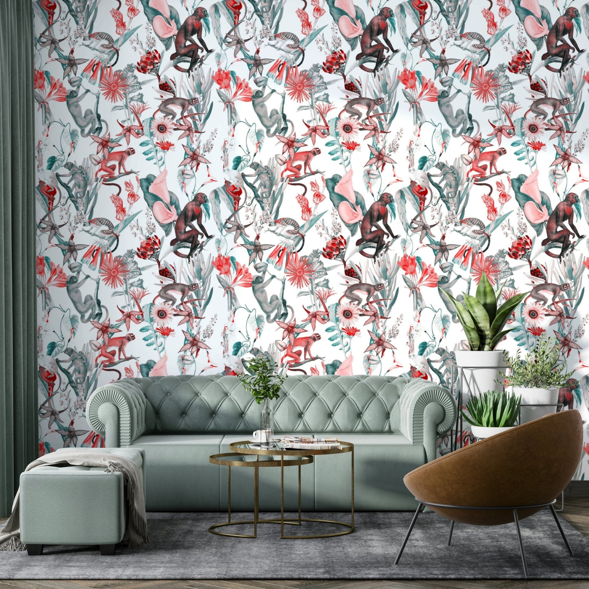 Hakuna Wallpaper with tropical leaf design

