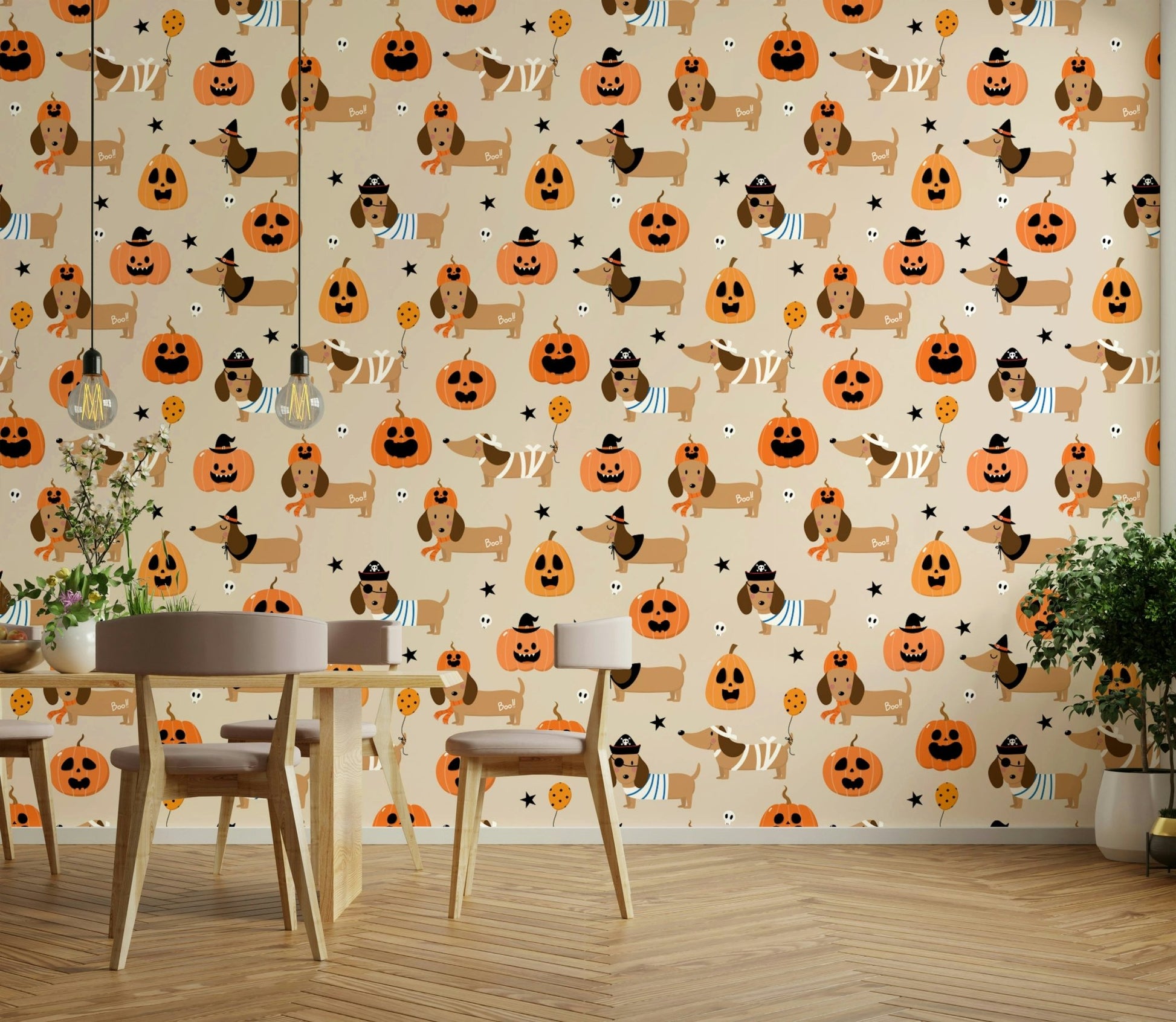 Halloween Doggies ghost wall mural