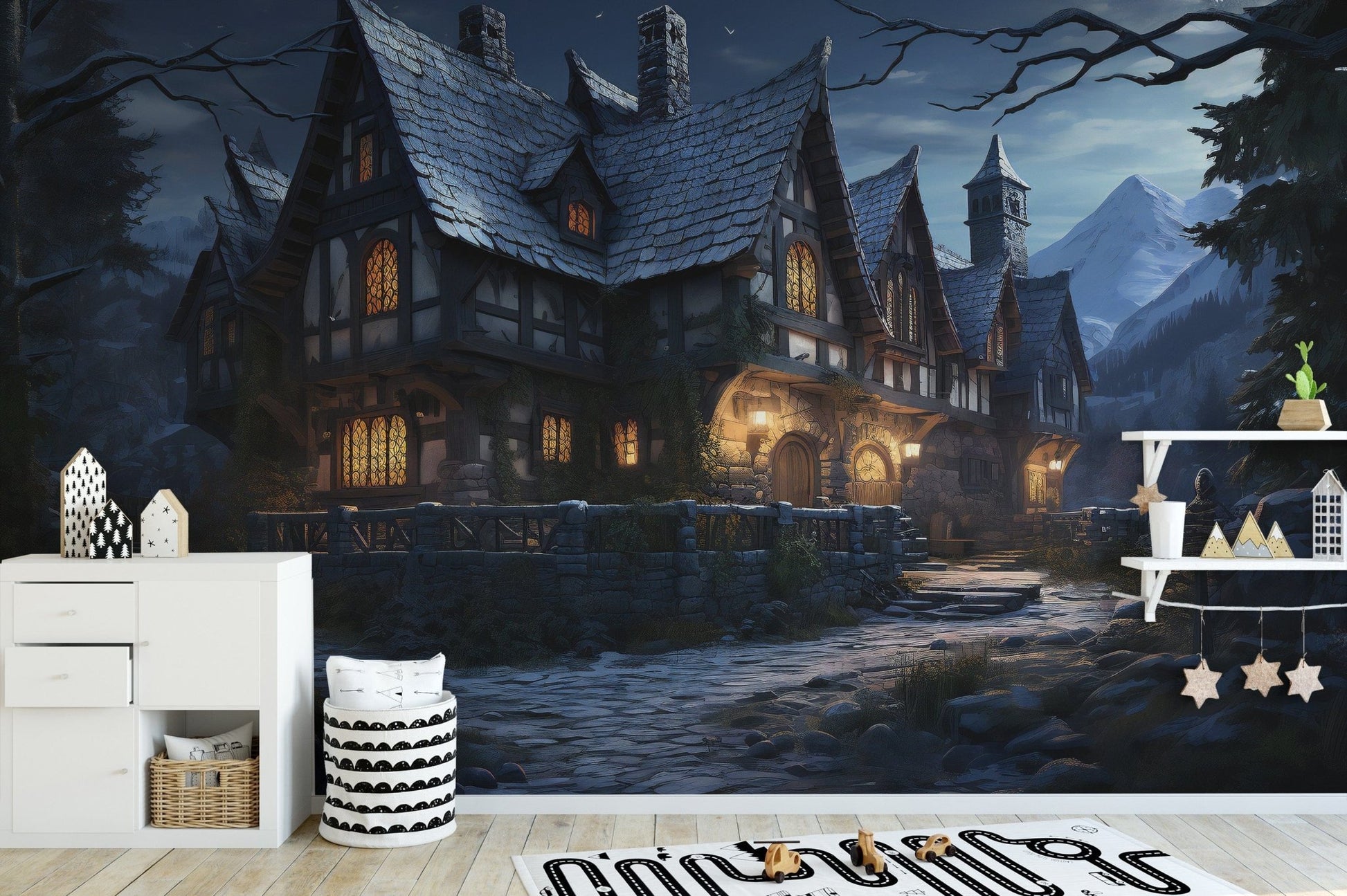 Halloween Haunted Cottage spooky wallpaper