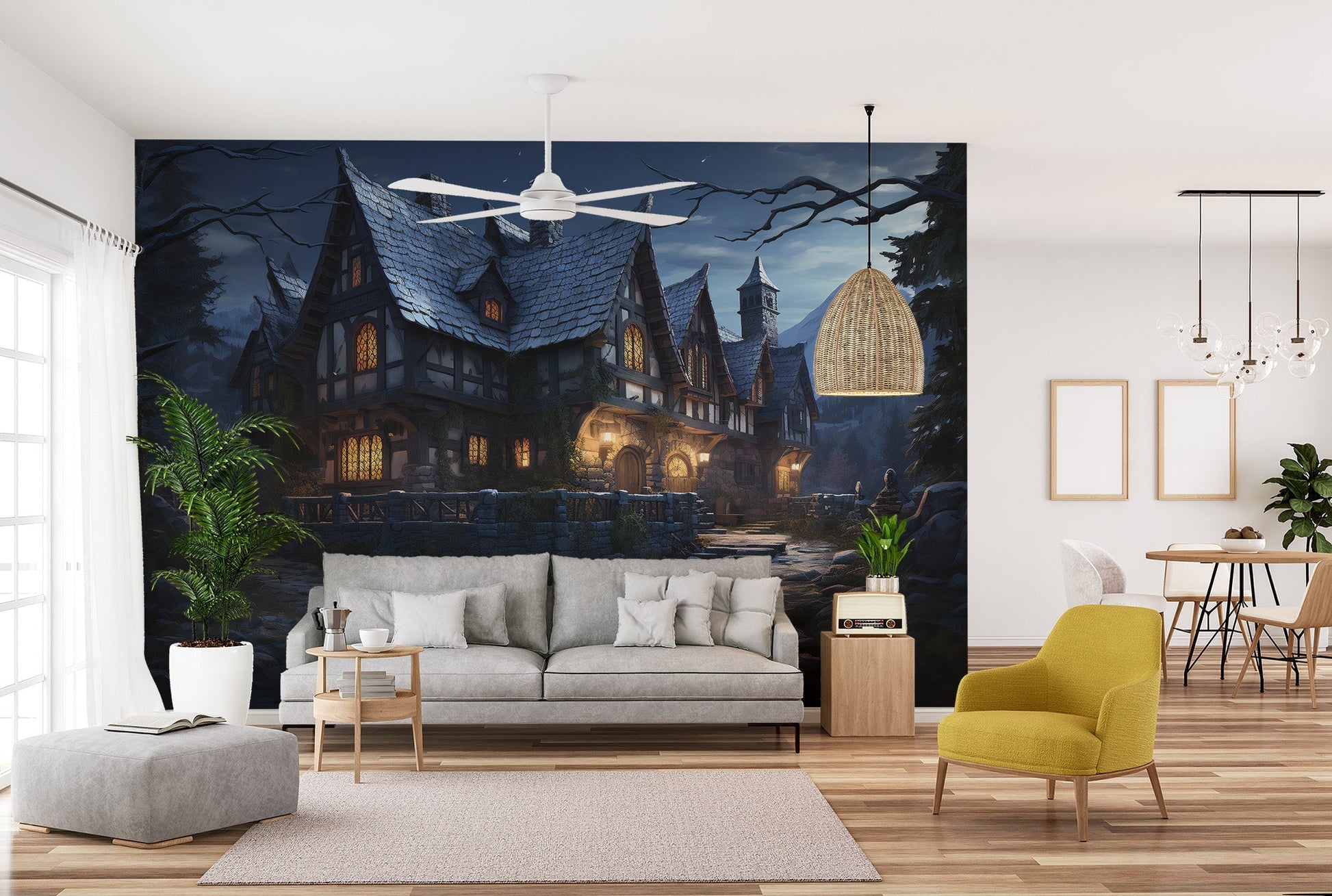 Halloween Haunted Cottage creepy wall art

