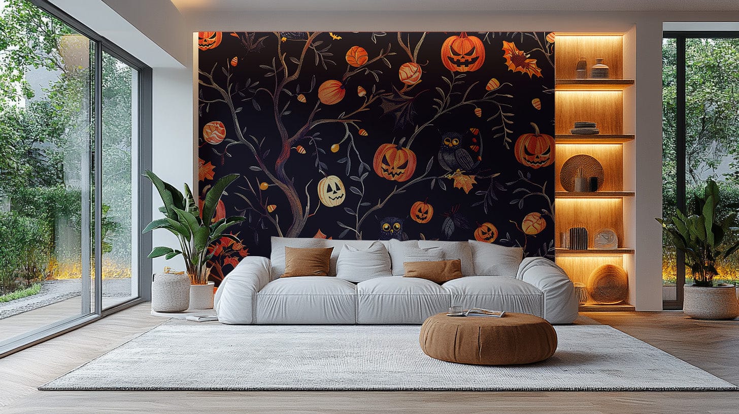 Halloween Pumpkins Owls creepy wall art