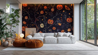 Halloween Pumpkins Owls graveyard wallpaper
