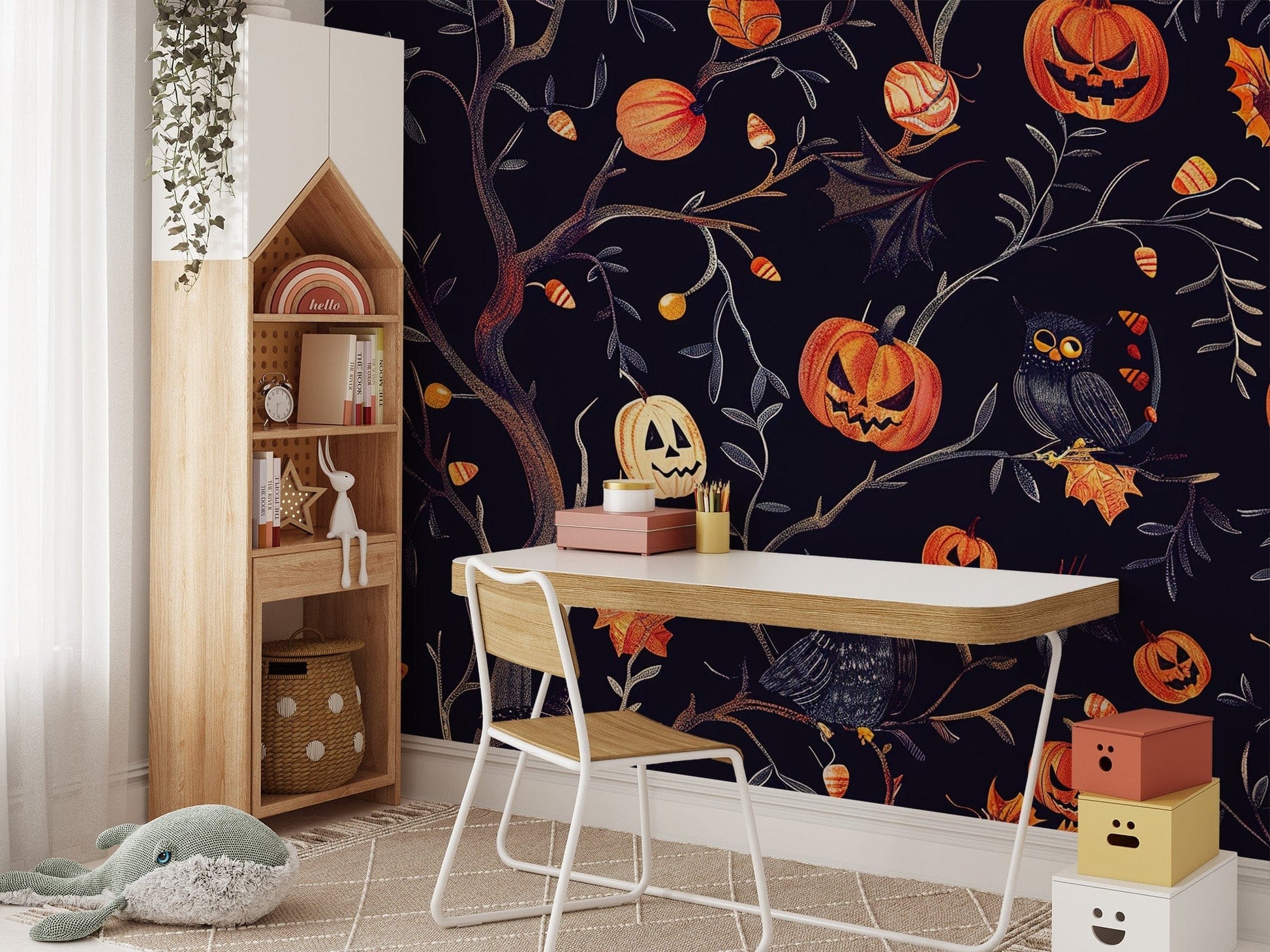 Halloween Pumpkins Owls eerie wallpaper for walls