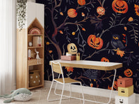 Halloween Pumpkins Owls eerie wallpaper for walls