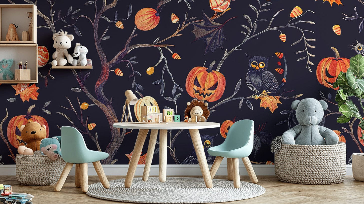 Dark Halloween pumpkins  wallpaper with festive charm
