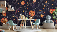 Dark Halloween pumpkins  wallpaper with festive charm
