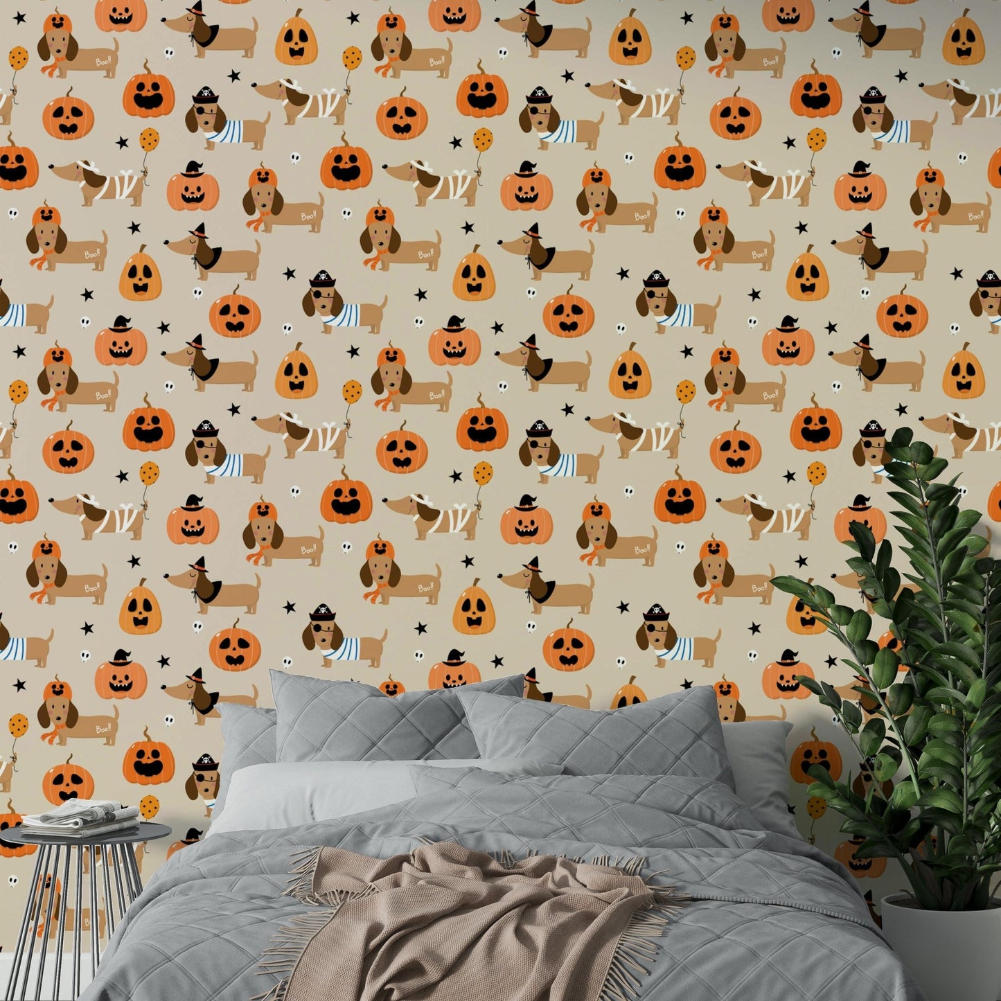 Halloween Pup Parade witch wall mural