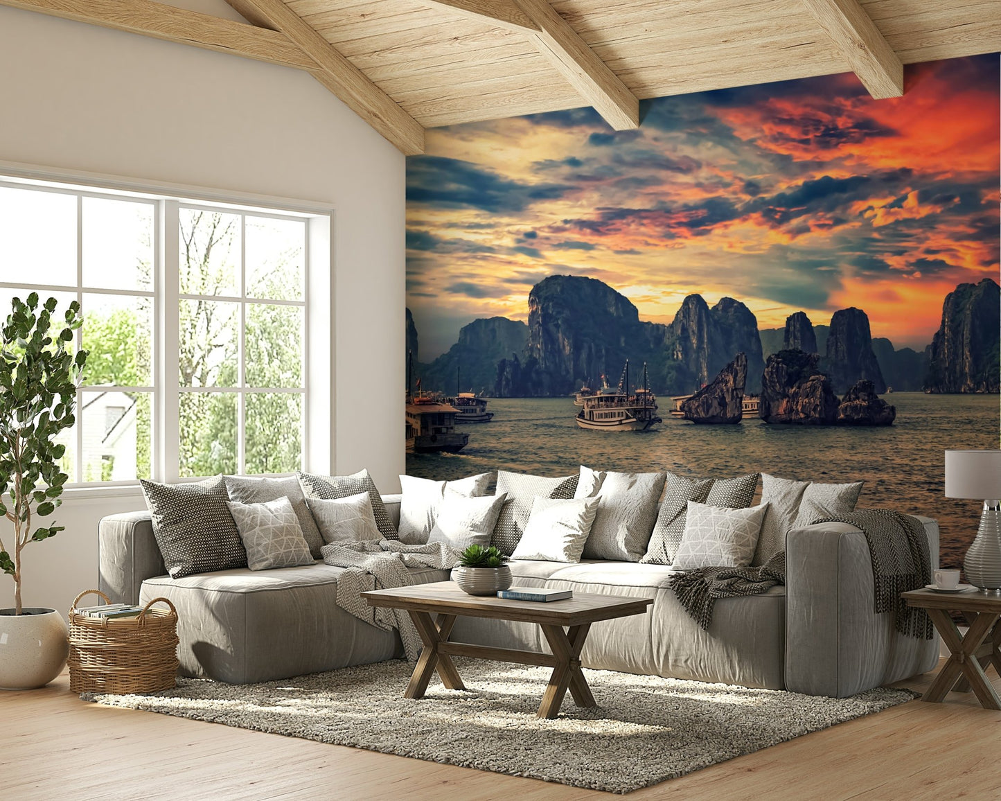 Halong Bay Sunset Wall Mural
