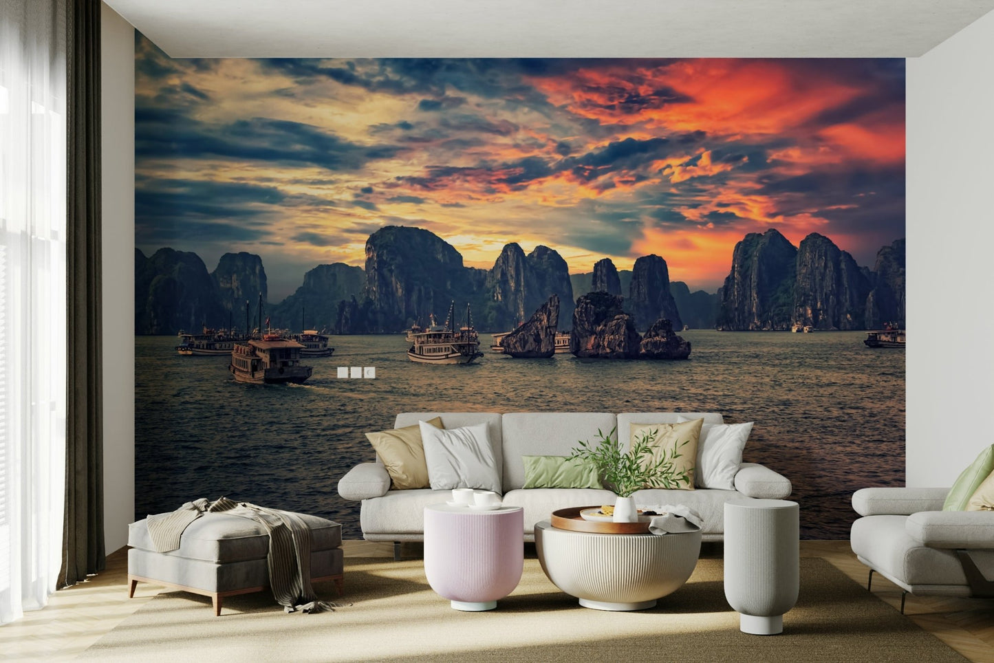 Halong Bay Sunset Wall Mural