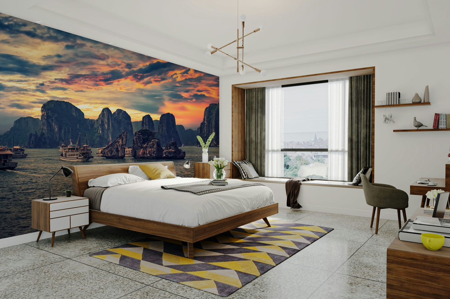 Halong Bay Sunset Wall Mural