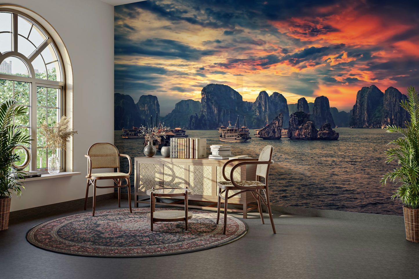 Halong Bay Sunset Wall Mural