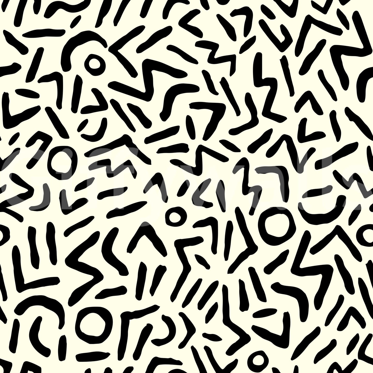 A seamless pattern of abstract tribal shapes on a wall

