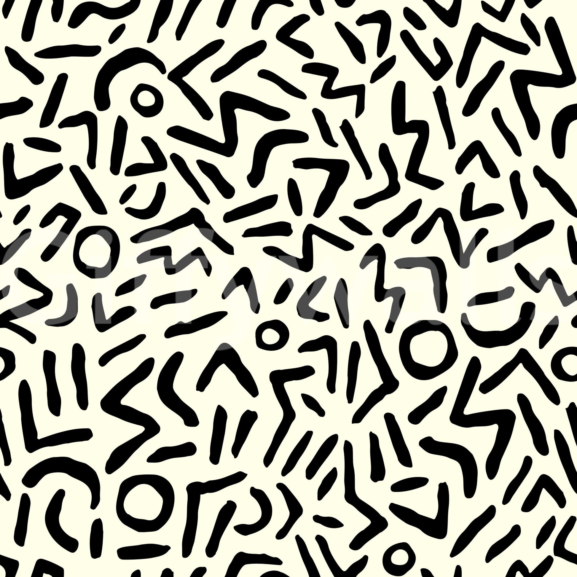 A seamless pattern of abstract tribal shapes on a wall

