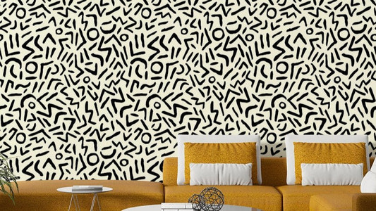 Detailed view of the abstract, hand-drawn lines

