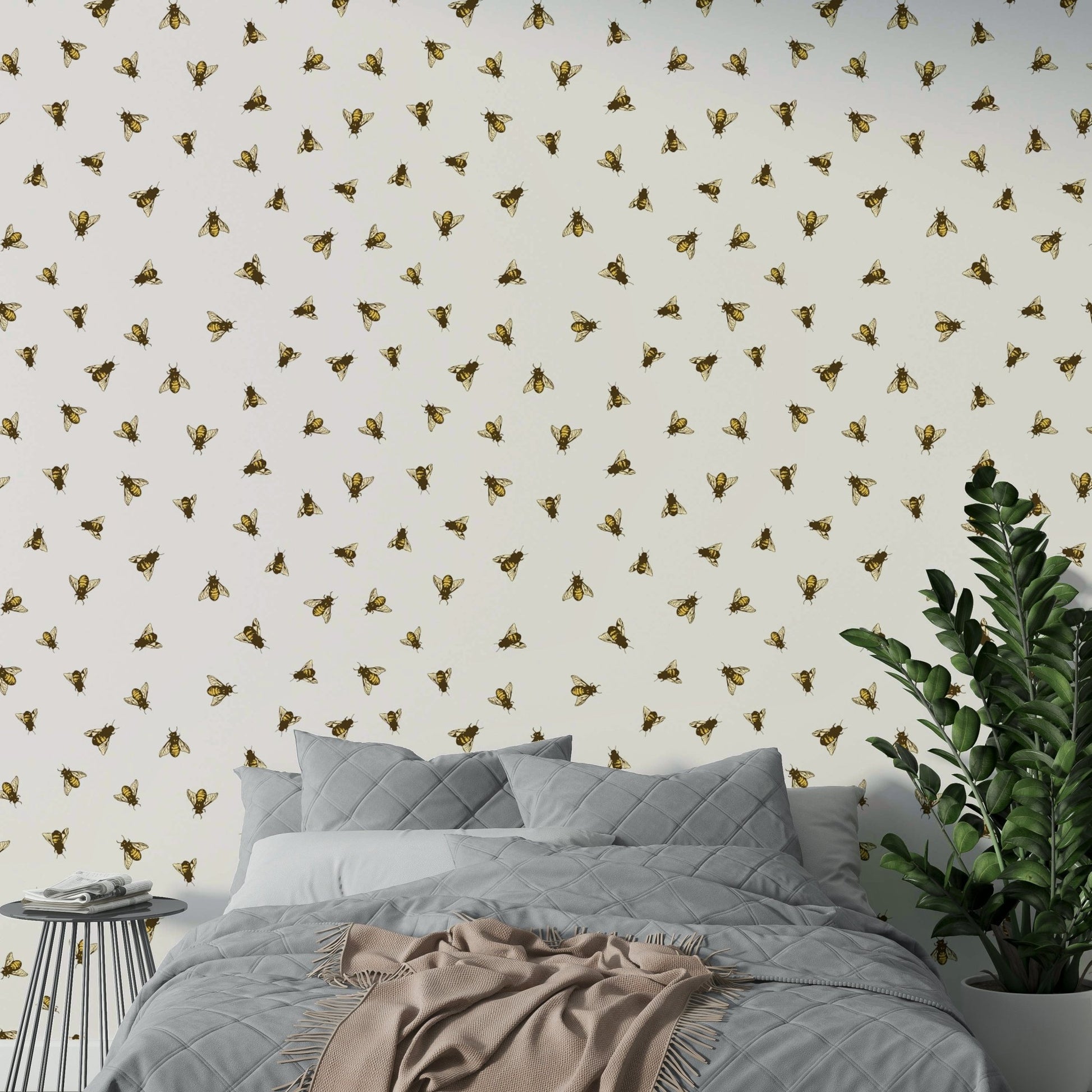 Close-up of a sketched bee pattern

