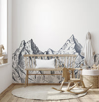 Hand drawn mountain wall mural mountain-06
