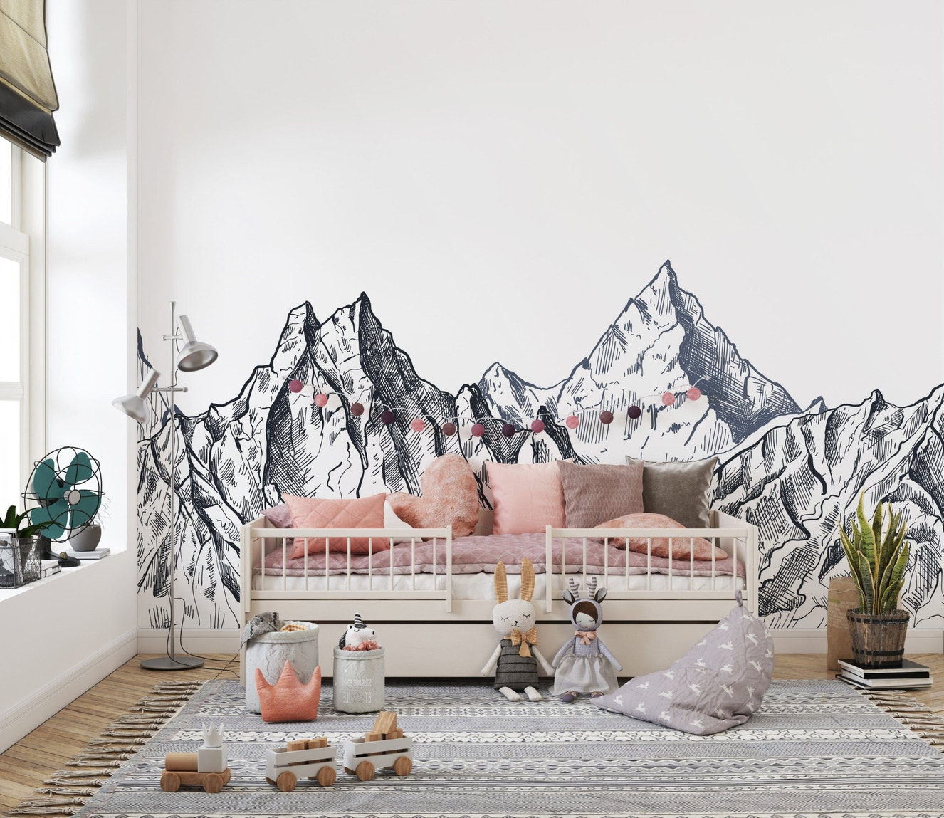 Mystic mountain wall mural design

