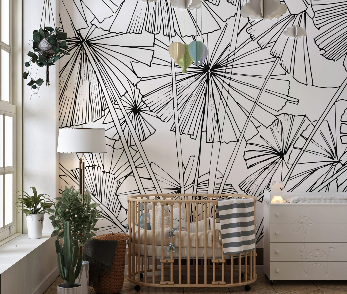 Artistic Palm Leaf Wall Mural Decor
