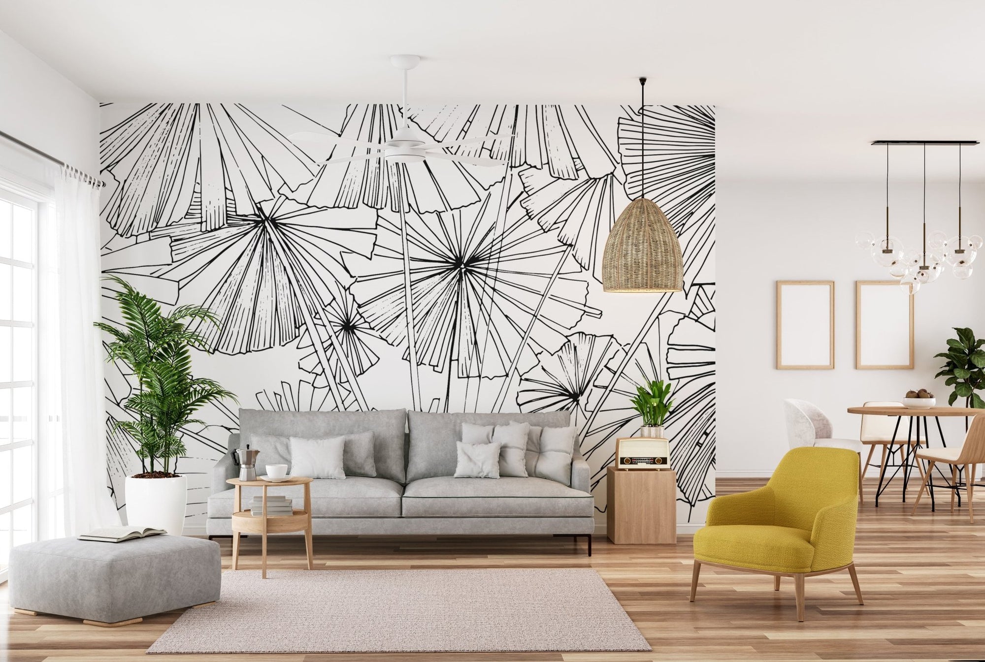 Hand-Drawn Palm Leaves Leaf Wallpaper
 B710