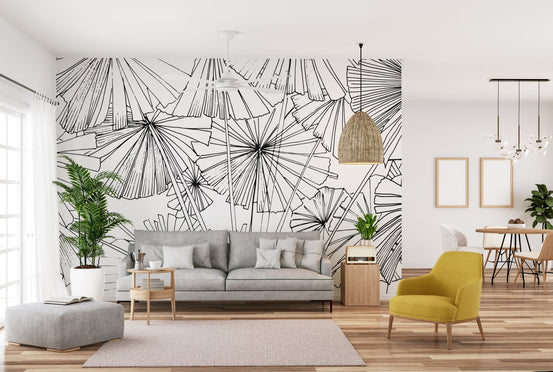 Hand-Drawn Palm Leaves Leaf Wallpaper
 B710
