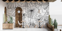 Tropical Hand-Drawn Palm Mural Design
